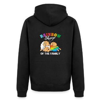 Rainnbow Schaf LGBTQ - Unisex Premium Bio Zip Hoodie - Schwarz - Hinten - Nico (187cm)