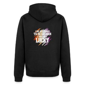Lesbian Quote Funny Pride Month - Unisex Premium Organic Zip Hoodie - black - Back - Nico (187cm)