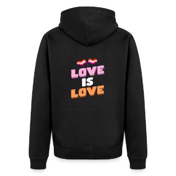 LGBTQ Pride Monat Lesbisch - Unisex Premium Bio Zip Hoodie - Schwarz - Hinten - Nico (187cm)