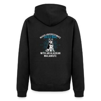 Alaskan Malamute Hund - Unisex Premium Bio Zip Hoodie - Schwarz - Hinten - Nico (187cm)