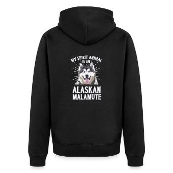 Alaskan Malamute Dog - Unisex Premium Organic Zip Hoodie - black - Back - Nico (187cm)