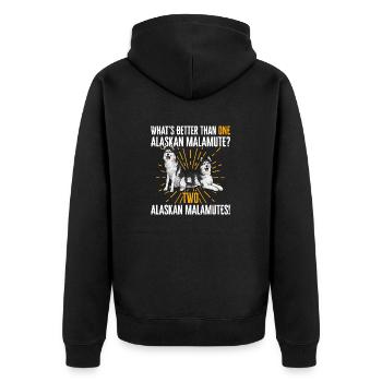 Alaskan Malamute Hund - Unisex Premium Bio Zip Hoodie - Schwarz - Hinten - Nico (187cm)
