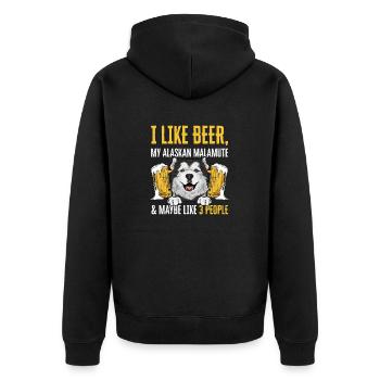Alaskan Malamute Hund - Unisex Premium Bio Zip Hoodie - Schwarz - Hinten - Nico (187cm)