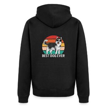 Alaskan Malamute Hund - Unisex Premium Bio Zip Hoodie - Schwarz - Hinten - Nico (187cm)