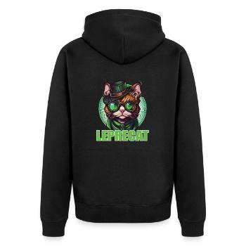 St. Patrick's Day Cat - Unisex Premium Organic Zip Hoodie - black - Back - Nico (187cm)