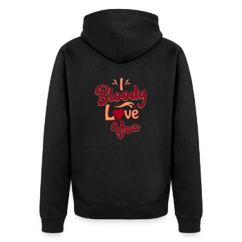 Ich liebe dich - Unisex Premium Bio Zip Hoodie - Schwarz - Hinten - Nico (187cm)