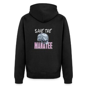 Save The Manatee Retro Animal Lover Wildlife - Unisex Premium Bio Zip Hoodie - Schwarz - Hinten - Nico (187cm)