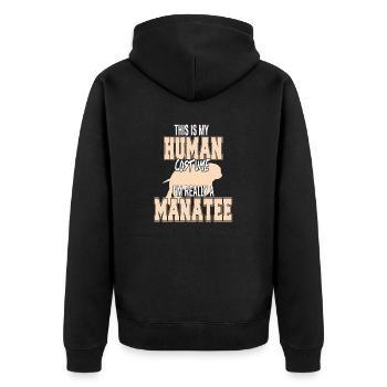 This Is My Human Costume I'm Really A Manatee - Unisex Premium Bio Zip Hoodie - Schwarz - Hinten - Nico (187cm)