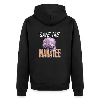 Save The Manatee Retro Animal Wildlife Lover - Unisex Premium Bio Zip Hoodie - Schwarz - Hinten - Nico (187cm)