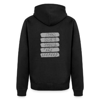 LEOPARD Cool Retro Animal Wildlife T-Shirt - Unisex Premium Bio Zip Hoodie - Schwarz - Hinten - Nico (187cm)