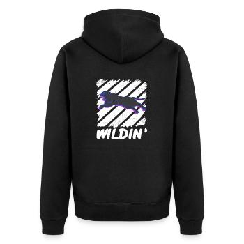 WILDIN' Vintage Panther Wildlife Designs - Unisex Premium Organic Zip Hoodie - black - Back - Nico (187cm)