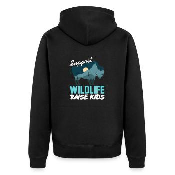 Soutenez Wild Life Raise Kids Retro Animal Lover - Veste à capuche bio Premium Unisexe - noir - Dos - Nico (187cm)