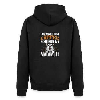 Alaskan Malamute Dog - Unisex Premium Organic Zip Hoodie - black - Back - Nico (187cm)
