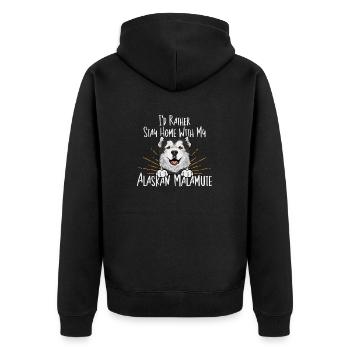 Alaskan Malamute Hund - Unisex Premium Bio Zip Hoodie - Schwarz - Hinten - Nico (187cm)
