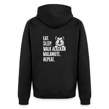 Alaskan Malamute Hund - Unisex Premium Bio Zip Hoodie - Schwarz - Hinten - Nico (187cm)