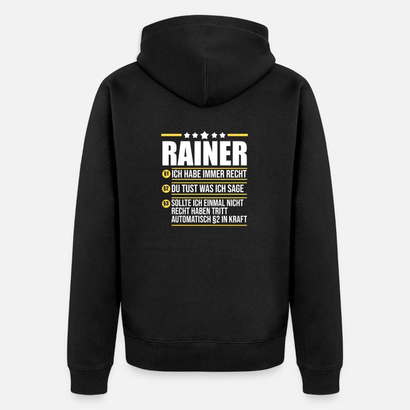 Rainer - Unisex Premium Bio Zip Hoodie - Schwarz
