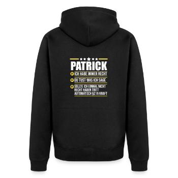 Patrick - Unisex Premium Bio Zip Hoodie - Schwarz - Hinten - Nico (187cm)