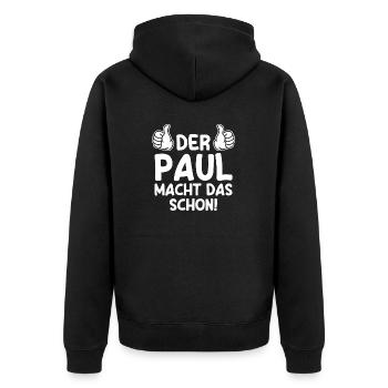 Paul - Unisex Premium Bio Zip Hoodie - Schwarz - Hinten - Nico (187cm)