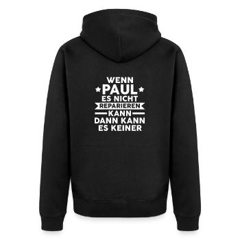 Paul - Unisex Premium Bio Zip Hoodie - Schwarz - Hinten - Nico (187cm)