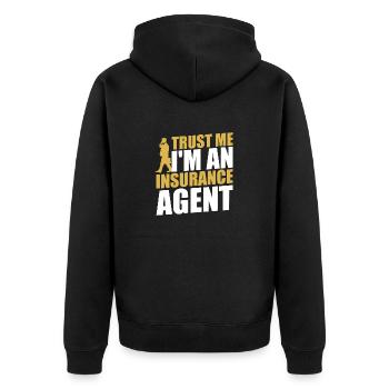 Versicherungsagent Gutachter Versicherungsmakler - Unisex Premium Bio Zip Hoodie - Schwarz - Hinten - Nico (187cm)