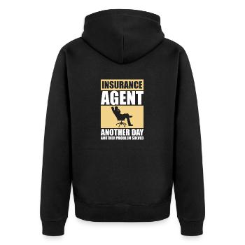 Versicherungsagent Gutachter Versicherungsmakler - Unisex Premium Bio Zip Hoodie - Schwarz - Hinten - Nico (187cm)