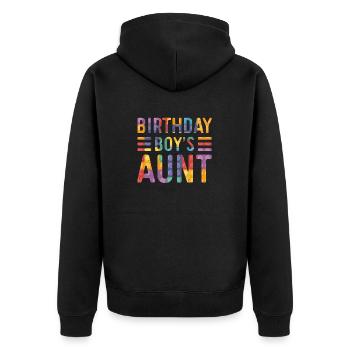 Building blocks of the birthday boy's aunt - Unisex Premium Organic Zip Hoodie - black - Back - Nico (187cm)