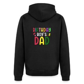 Vater Des Geburtstagskindes Baut Bauklötze - Unisex Premium Bio Zip Hoodie - Schwarz - Hinten - Nico (187cm)