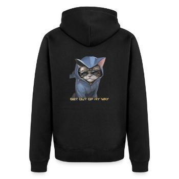 Cool angry cat - Get out of my way! - Unisex Premium Organic Zip Hoodie - black - Back - Nico (187cm)