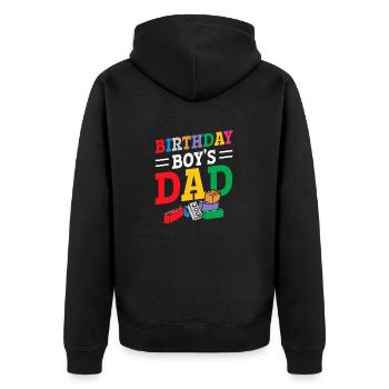 Le père d’un garçon d’anniversaire construit des blocs de construction - Veste à capuche bio Premium Unisexe - noir - Dos - Nico (187cm)