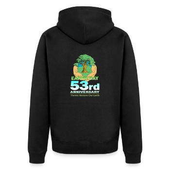 Schützen Sie Bäume, Natur, Orcas, Klima am Tag der Erde - Unisex Premium Bio Zip Hoodie - Schwarz - Hinten - Nico (187cm)