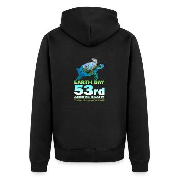 Schützen Sie die Umwelt am Tag der Erde 2023 - Unisex Premium Bio Zip Hoodie - Schwarz - Hinten - Nico (187cm)