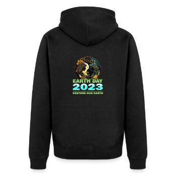 Wiederherstellung unserer Erde - Tag der Erde für Umweltschützer - Unisex Premium Bio Zip Hoodie - Schwarz - Hinten - Nico (187cm)