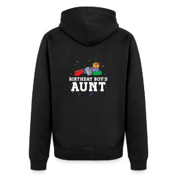 Building blocks of the birthday boy's aunt - Unisex Premium Organic Zip Hoodie - black - Back - Nico (187cm)