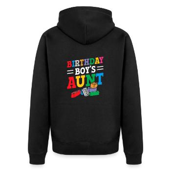 Blocs de construction de la tante du garçon d’anniversaire - Veste à capuche bio Premium Unisexe - noir - Dos - Nico (187cm)
