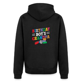 Birthday boy Grandpa building blocks - Unisex Premium Organic Zip Hoodie - black - Back - Nico (187cm)