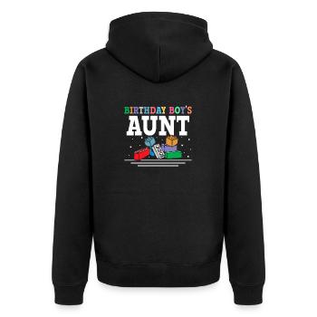 Building blocks of the birthday boy's aunt - Unisex Premium Organic Zip Hoodie - black - Back - Nico (187cm)