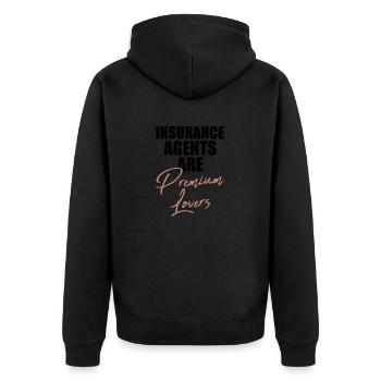 Versicherungsagent Gutachter Versicherungsmakler - Unisex Premium Bio Zip Hoodie - Schwarz - Hinten - Nico (187cm)