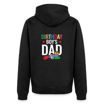 Father of birthday boy builds building blocks - Unisex Premium Organic Zip Hoodie - black - Back - Nico (187cm)