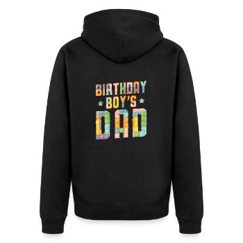 Vater Des Geburtstagskindes Baut Bauklötze - Unisex Premium Bio Zip Hoodie - Schwarz - Hinten - Nico (187cm)