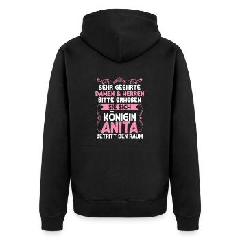 Anita - Unisex Premium Bio Zip Hoodie - Schwarz - Hinten - Nico (187cm)