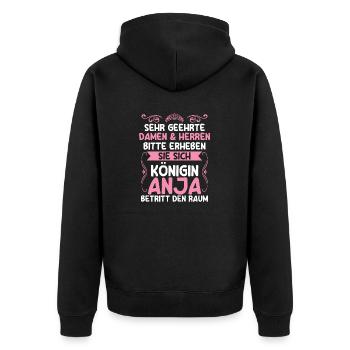 Anja - Unisex Premium Bio Zip Hoodie - Schwarz - Hinten - Nico (187cm)