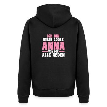 Anna - Unisex Premium Bio Zip Hoodie - Schwarz - Hinten - Nico (187cm)