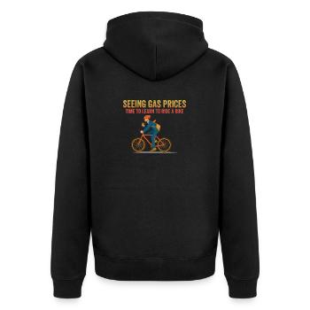 Voir les prix de l’essence apprendre à rouler à vélo Jeu de mots gonflable - Veste à capuche bio Premium Unisexe - noir - Dos - Nico (187cm)