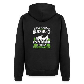 Rasentraktor & Aufsitzmäher Spruch für Gärtner - Unisex Premium Bio Zip Hoodie - Schwarz - Hinten - Nico (187cm)