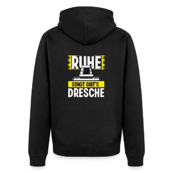 Lustiger Mähdrescher fahren Spruch Landwirt - Unisex Premium Bio Zip Hoodie - Schwarz - Hinten - Nico (187cm)