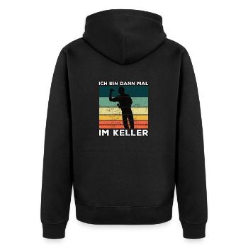 Dart Darts Spruch & Dartpfeil für Dartspieler - Unisex Premium Bio Zip Hoodie - Schwarz - Hinten - Nico (187cm)