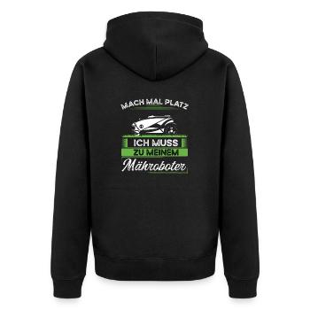 Rasenroboter & Mähroboter Spruch für Gärtner - Unisex Premium Bio Zip Hoodie - Schwarz - Hinten - Nico (187cm)