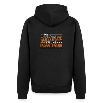 My Greatest Blessings Call Me Paw Paw Vintage - Unisex Premium Bio Zip Hoodie - Schwarz - Hinten - Nico (187cm)