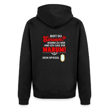 Bist Du einsam? Komm zu mir und ich sag Dir warum! - Unisex Premium Bio Zip Hoodie - Schwarz - Hinten - Nico (187cm)