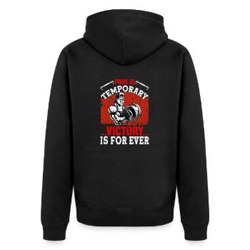 Pain is entertaining victory forever - Unisex Premium Organic Zip Hoodie - black - Back - Nico (187cm)